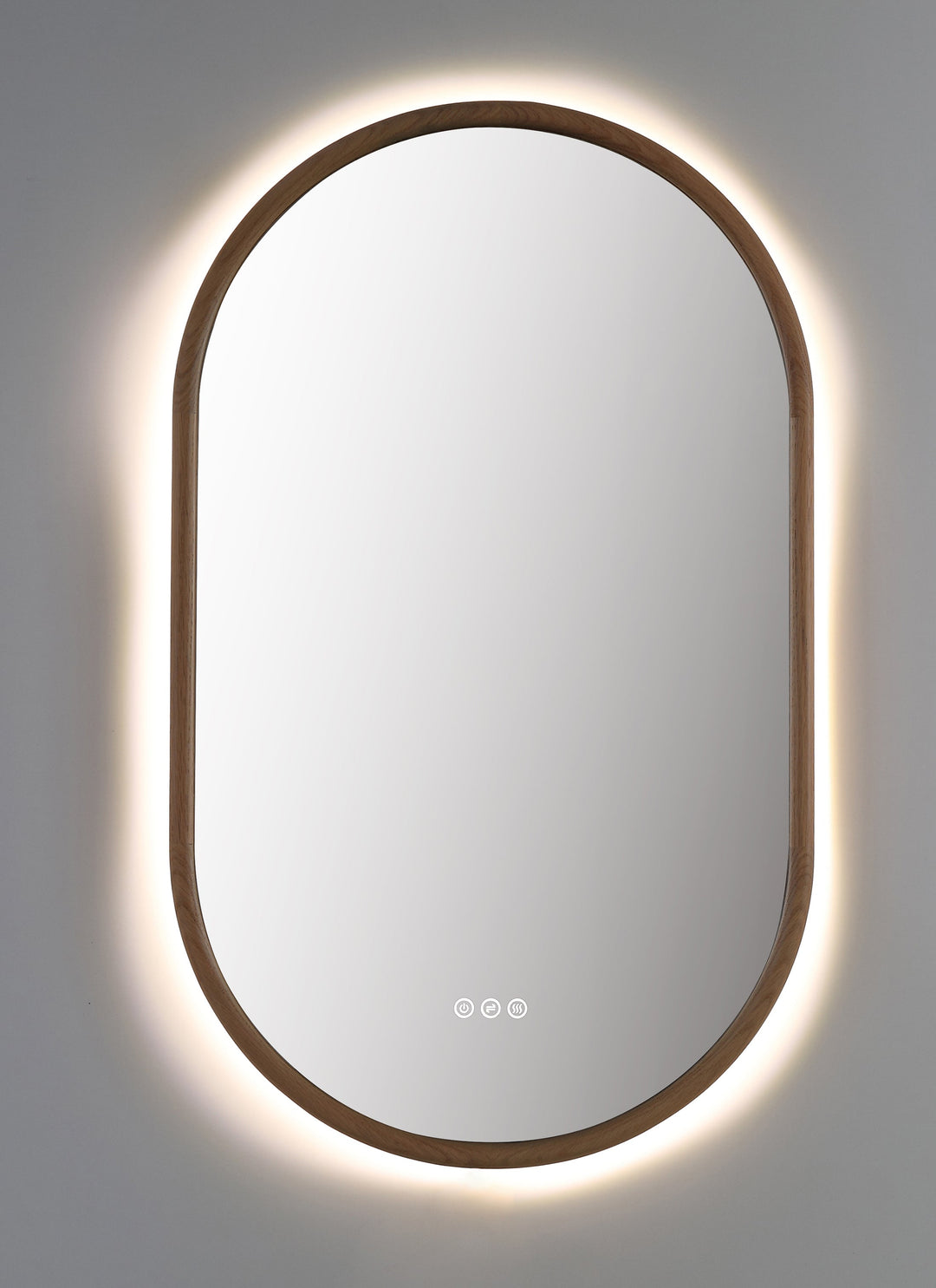 Zen 24" LED Bathroom Mirror in Whitewash Oak, Anti-Fog