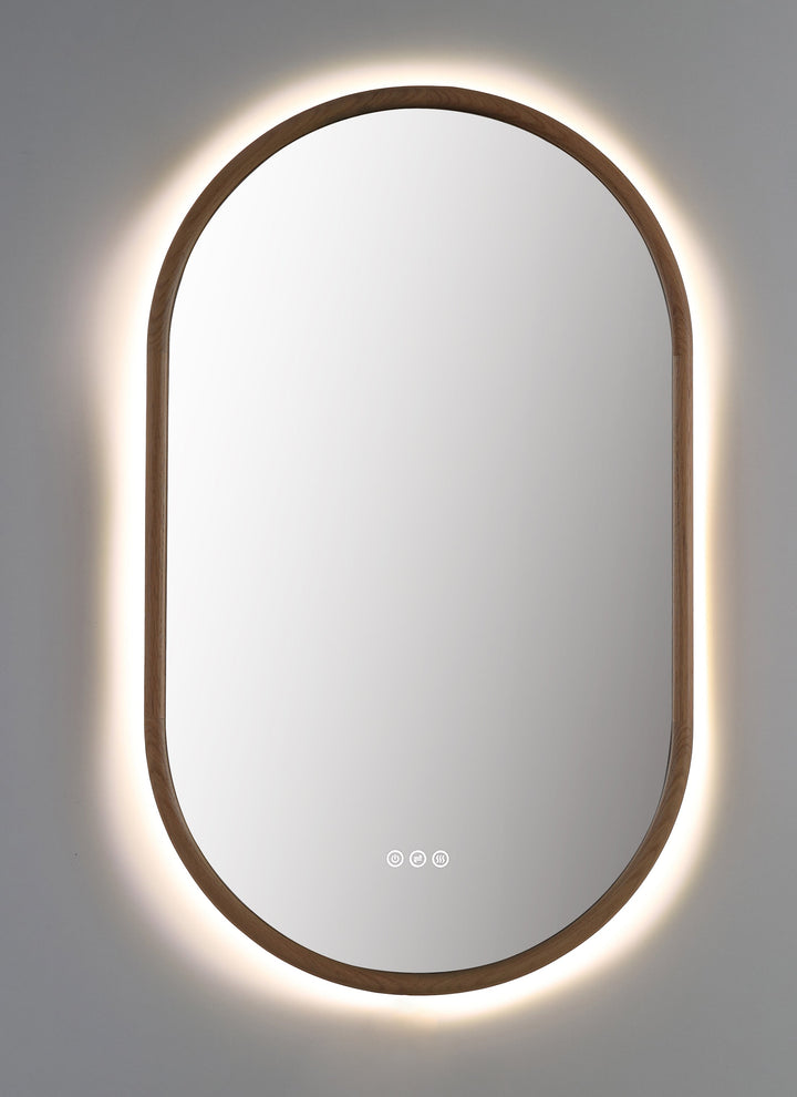 Zen 24" LED Bathroom Mirror in Whitewash Oak, Anti-Fog