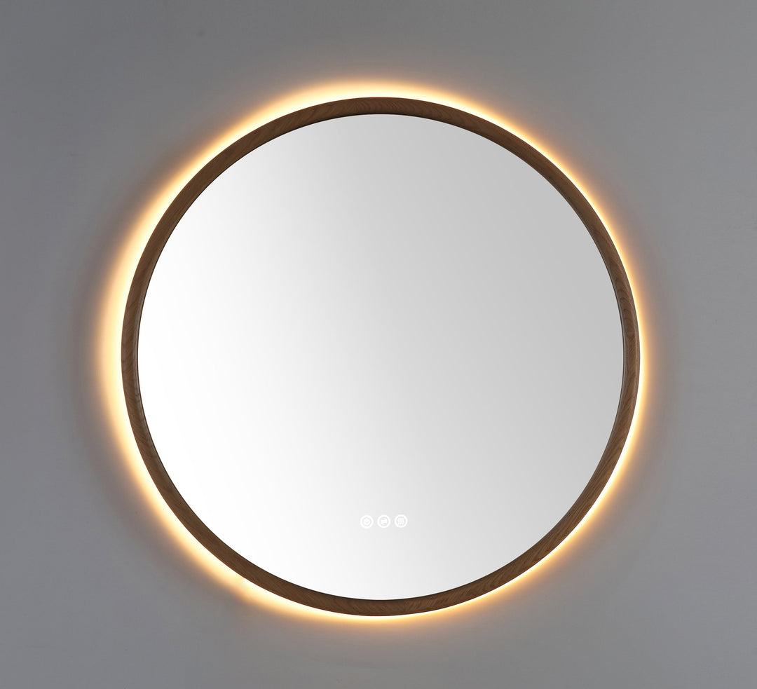 Zen 30" LED Bathroom Mirror in Whitewash Oak, Anti-Fog