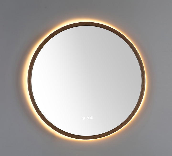Zen 30" LED Bathroom Mirror in Whitewash Oak, Anti-Fog