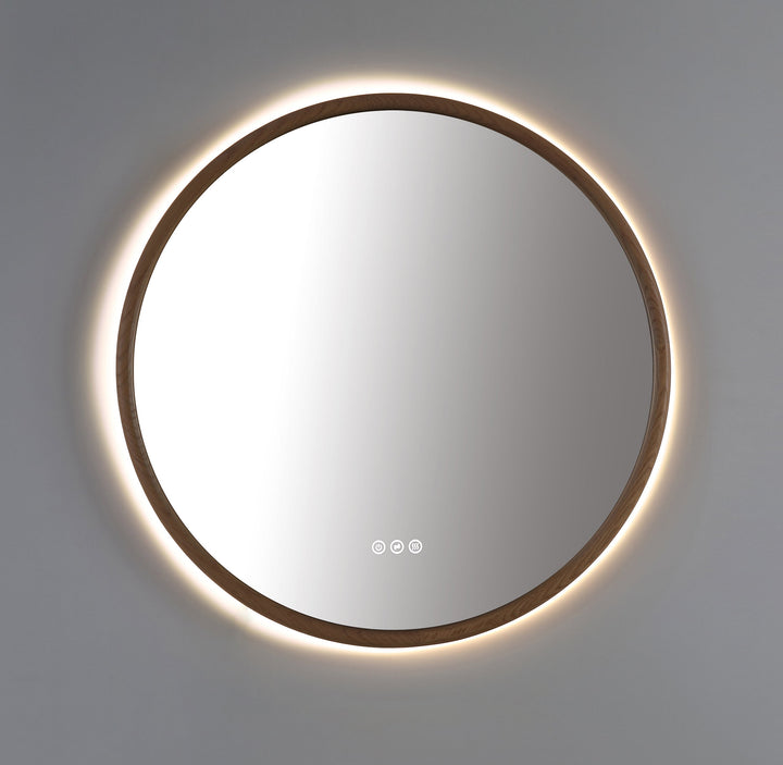 Zen 30" LED Bathroom Mirror in Whitewash Oak, Anti-Fog
