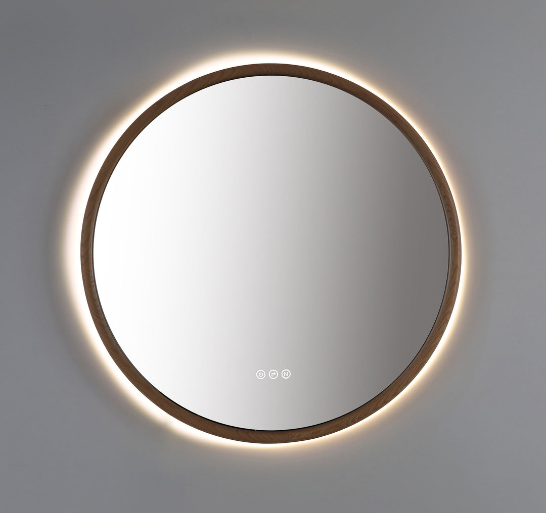 Zen 30" LED Bathroom Mirror in Whitewash Oak, Anti-Fog
