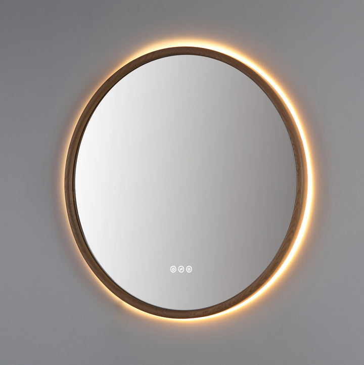 Zen 30" LED Bathroom Mirror in Whitewash Oak, Anti-Fog
