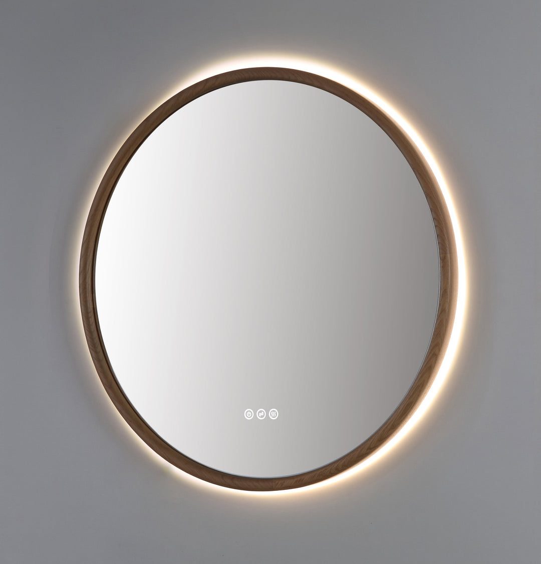 Zen 30" LED Bathroom Mirror in Whitewash Oak, Anti-Fog