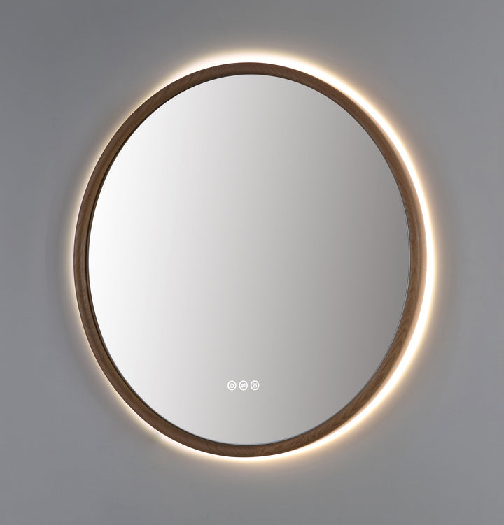 Zen 30" LED Bathroom Mirror in Whitewash Oak, Anti-Fog