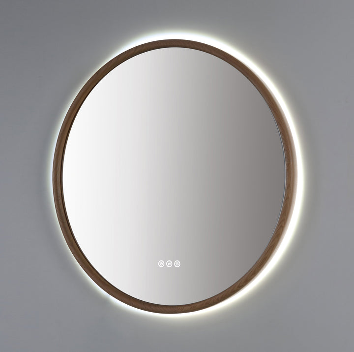 Zen 30" LED Bathroom Mirror in Whitewash Oak, Anti-Fog