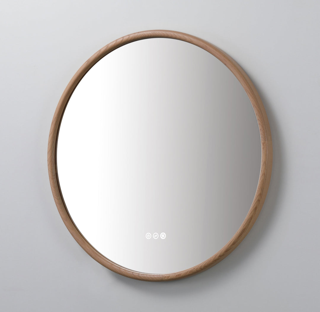 Zen 30" LED Bathroom Mirror in Whitewash Oak, Anti-Fog