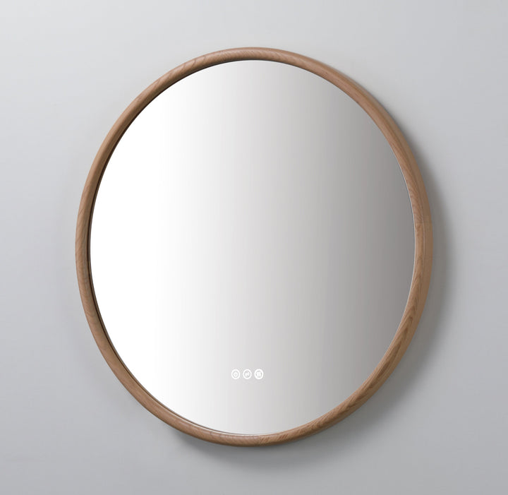 Zen 30" LED Bathroom Mirror in Whitewash Oak, Anti-Fog