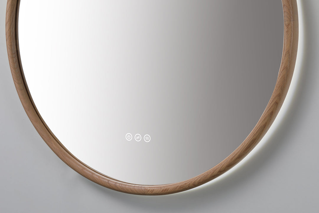 Zen 30" LED Bathroom Mirror in Whitewash Oak, Anti-Fog