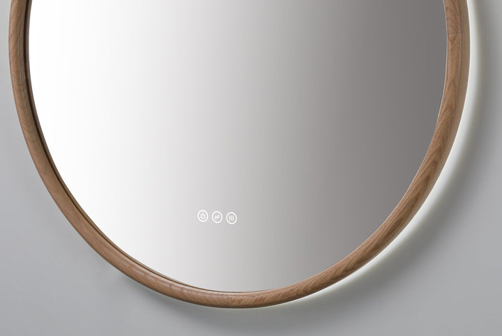Zen 30" LED Bathroom Mirror in Whitewash Oak, Anti-Fog
