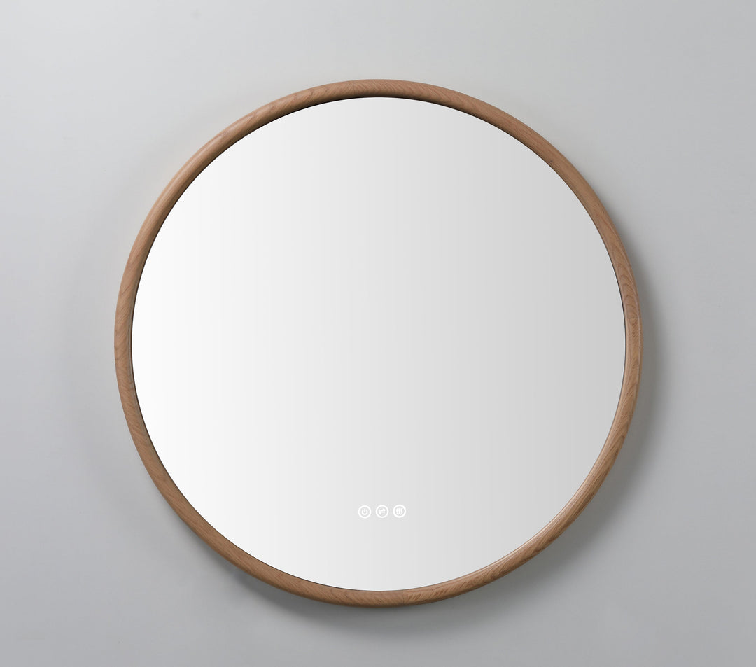 Zen 30" LED Bathroom Mirror in Whitewash Oak, Anti-Fog