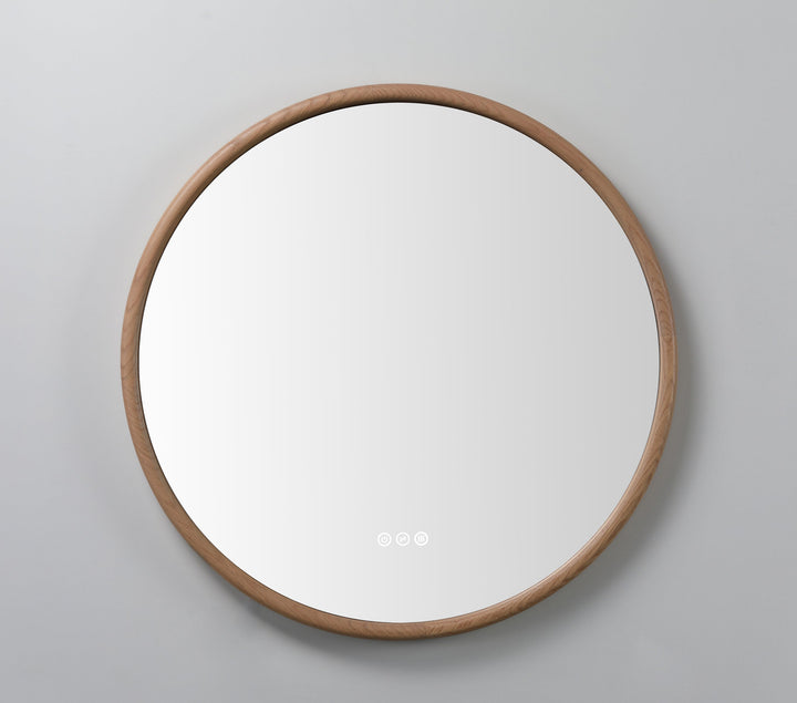 Zen 30" LED Bathroom Mirror in Whitewash Oak, Anti-Fog
