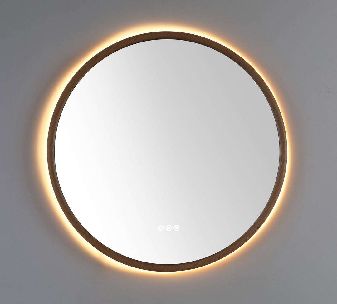 Zen 36" LED Bathroom Mirror in Whitewash Oak, Anti-Fog