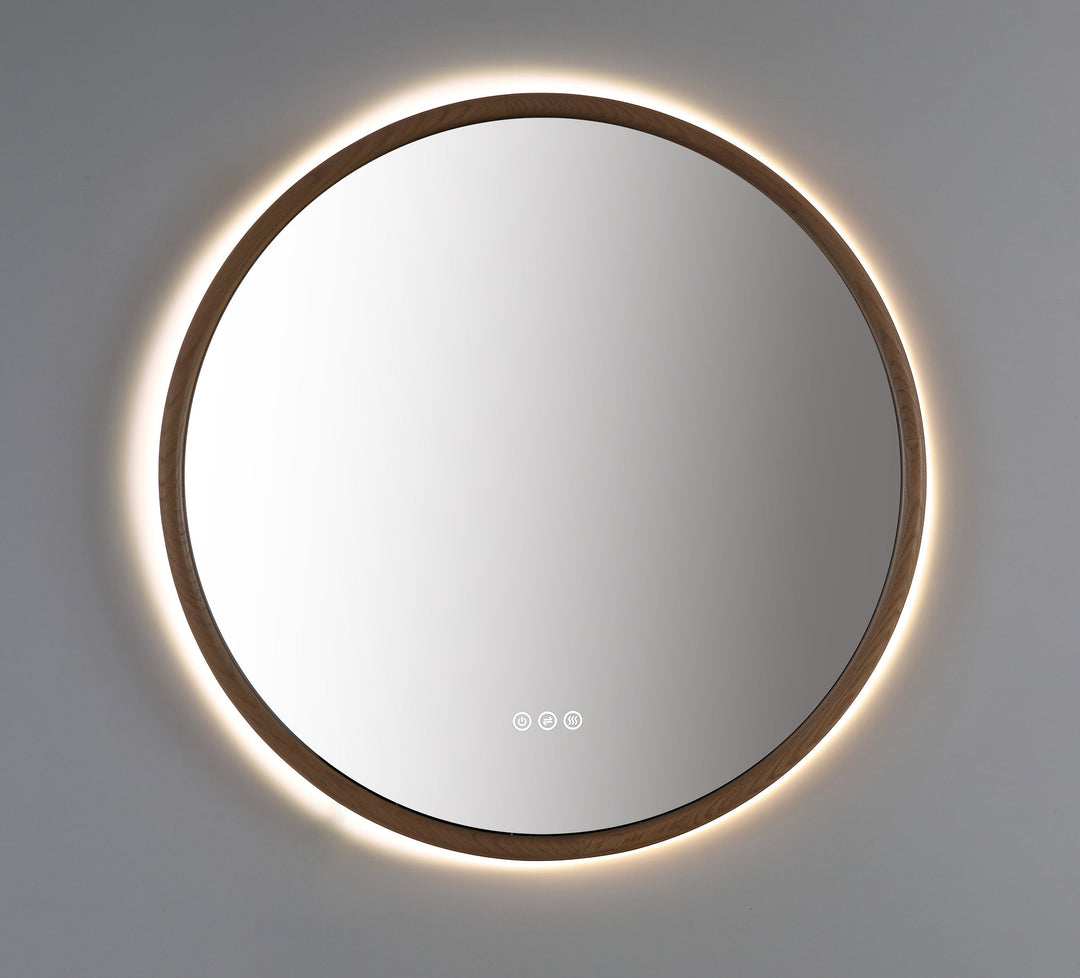 Zen 36" LED Bathroom Mirror in Whitewash Oak, Anti-Fog