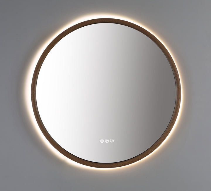 Zen 36" LED Bathroom Mirror in Whitewash Oak, Anti-Fog