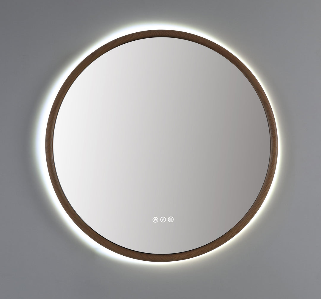 Zen 36" LED Bathroom Mirror in Whitewash Oak, Anti-Fog