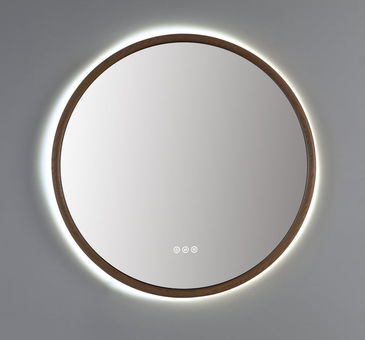 Zen 36" LED Bathroom Mirror in Whitewash Oak, Anti-Fog