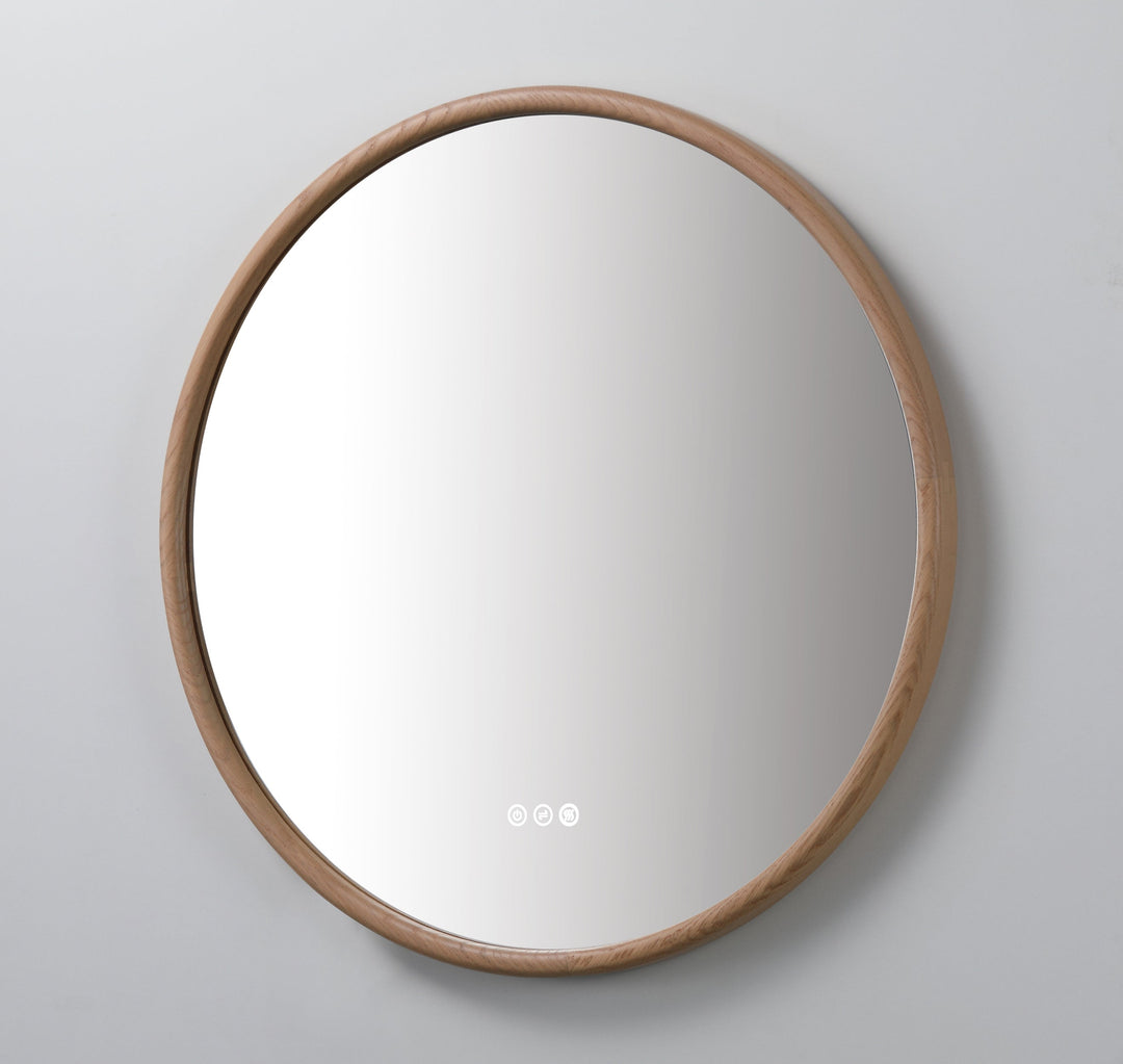 Zen 36" LED Bathroom Mirror in Whitewash Oak, Anti-Fog