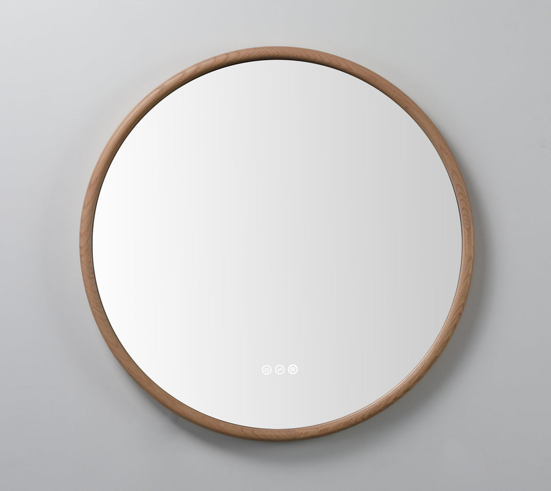 Zen 36" LED Bathroom Mirror in Whitewash Oak, Anti-Fog