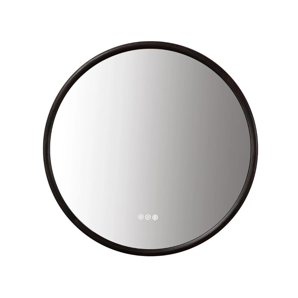 The Zen LED Mirrors feature a black frame and a round design with three touch buttons at the bottom center for easy control.
