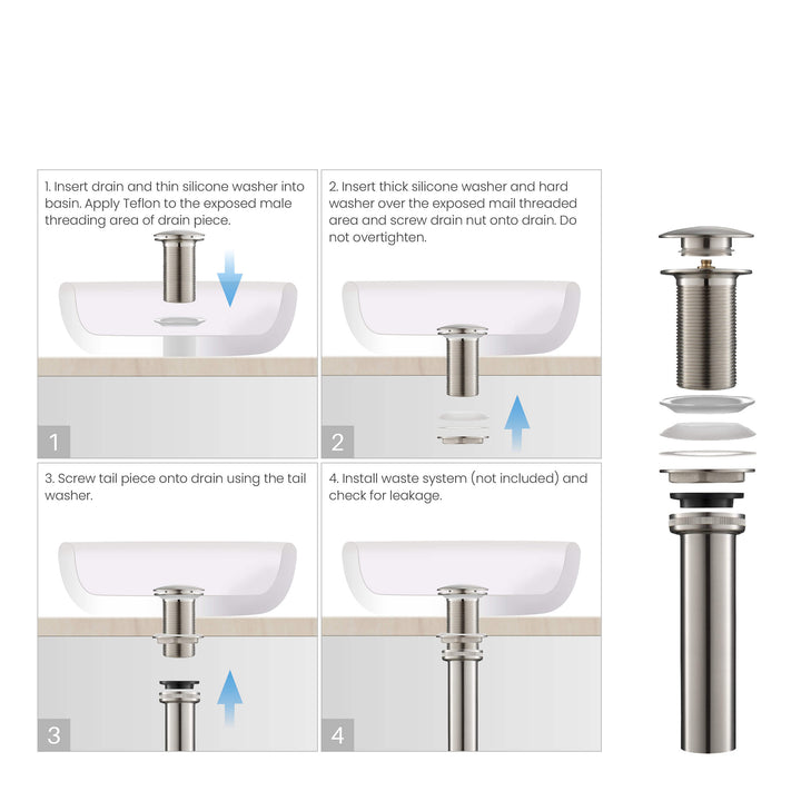 Bathroom Sink Pop-Up Drain Stopper, Full Cover Without Overflow