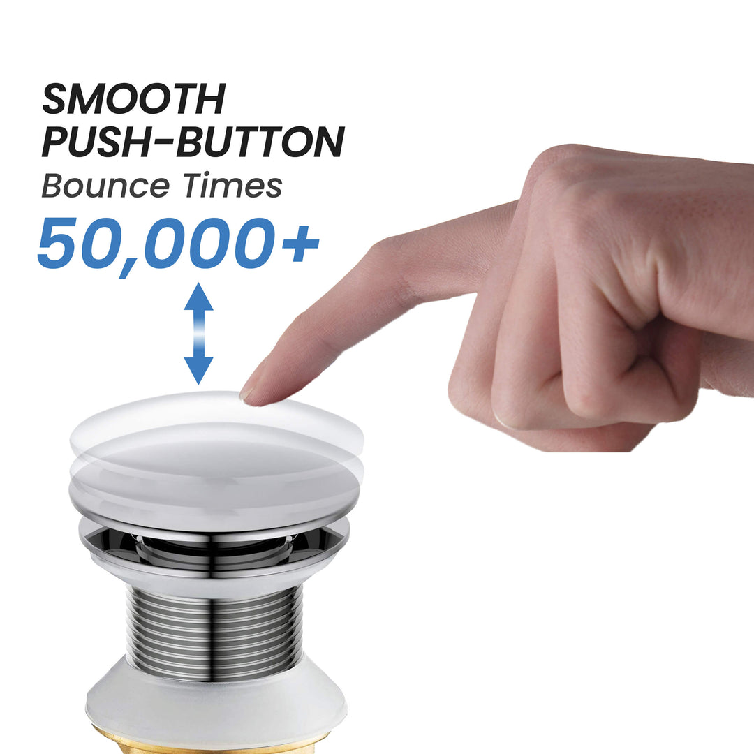 Bathroom Sink Pop-Up Drain Stopper, Full Cover Without Overflow