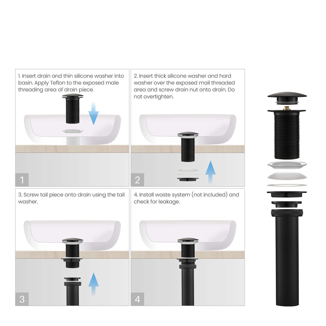 Bathroom Sink Pop-Up Drain Stopper, Full Cover Without Overflow
