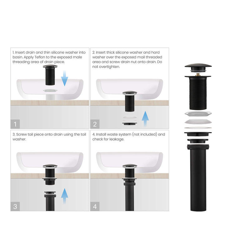 Bathroom Sink Pop-Up Drain Stopper, Full Cover Without Overflow