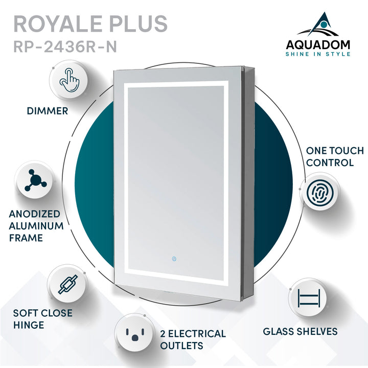 Royale Plus 24" x 36" Right Hinge LED Medicine Cabinet