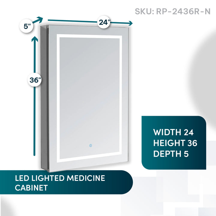 Royale Plus 24" x 36" Right Hinge LED Medicine Cabinet