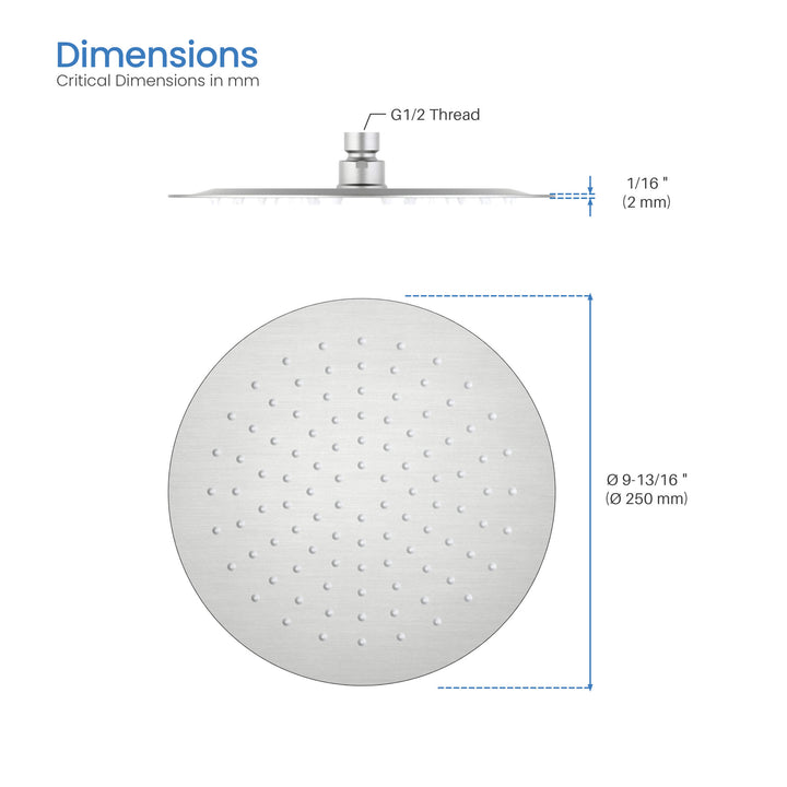Halo 10" Metal Ultra-Thin Profile Rain Shower Head