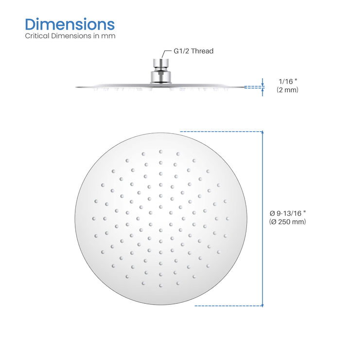 Halo 10" Metal Ultra-Thin Profile Rain Shower Head