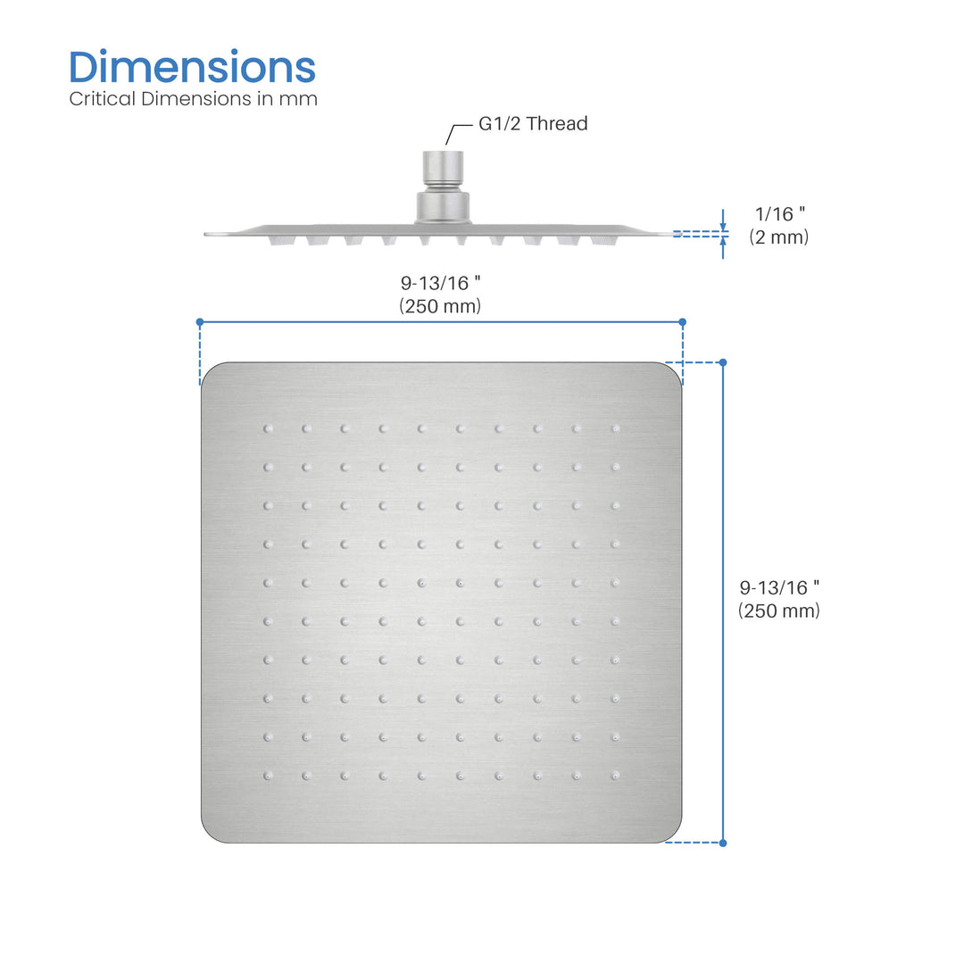 Quadra 10" Ultra-Thin Metal Rain Shower Head
