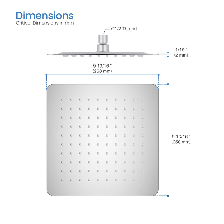 Quadra 10" Ultra-Thin Metal Rain Shower Head