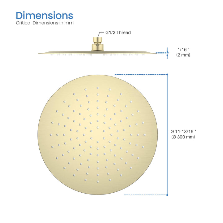 Halo 12" Metal Ultra-Thin Profile Rain Shower Head