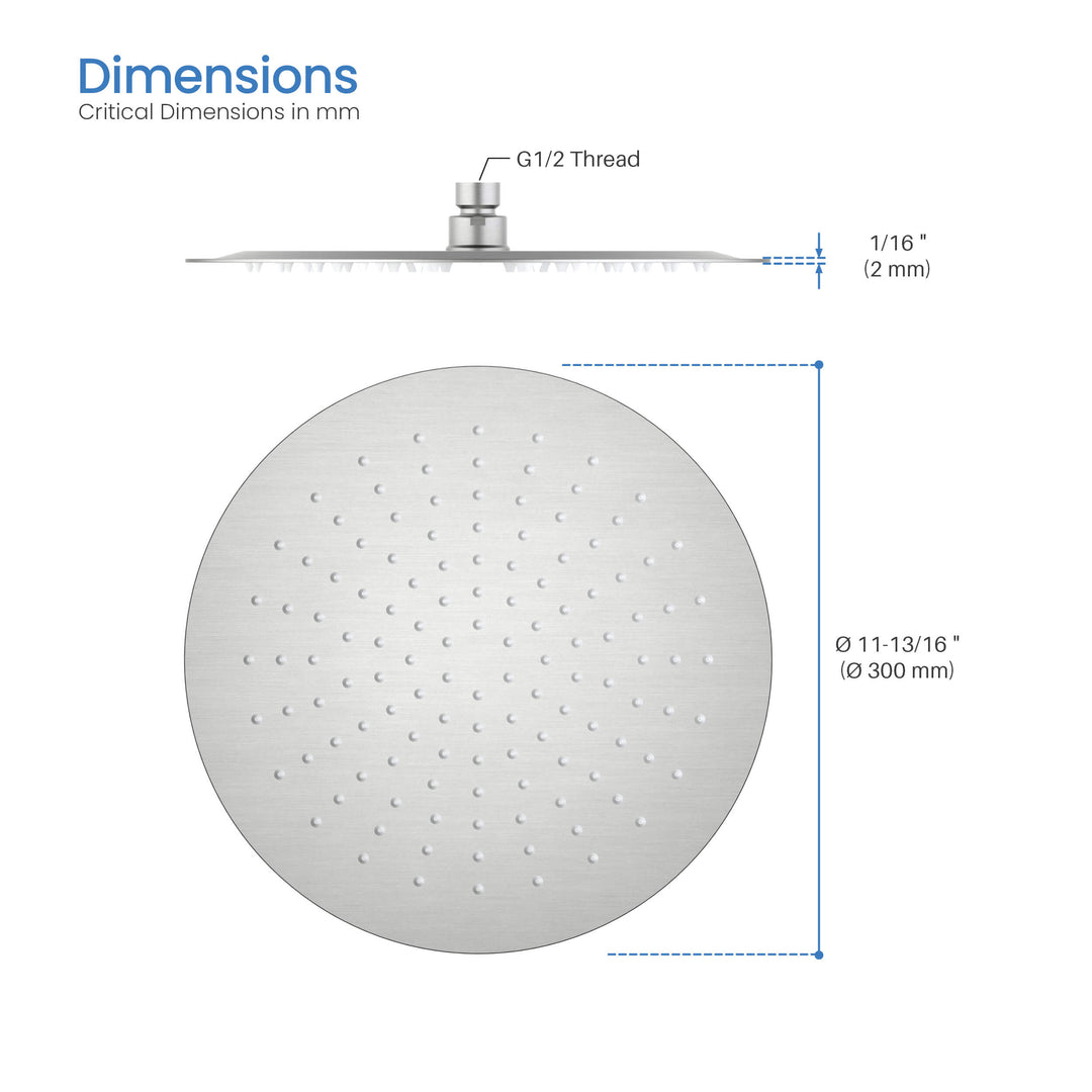 Halo 12" Metal Ultra-Thin Profile Rain Shower Head