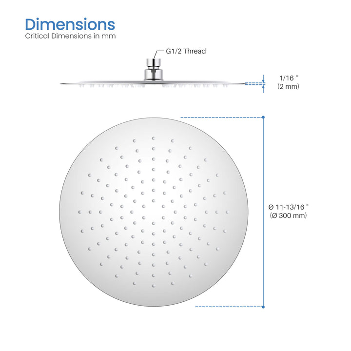 Halo 12" Metal Ultra-Thin Profile Rain Shower Head