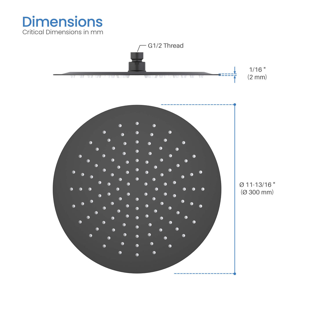 Halo 12" Metal Ultra-Thin Profile Rain Shower Head