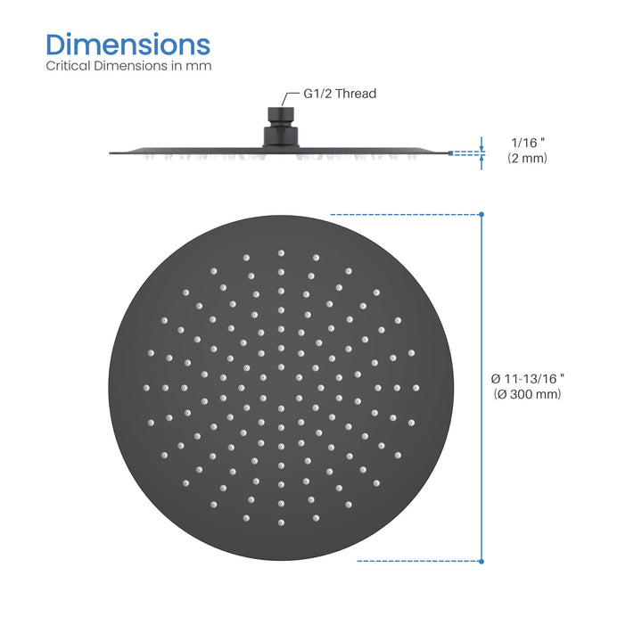 Halo 12" Metal Ultra-Thin Profile Rain Shower Head