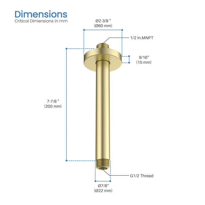 Halo 8" Ceiling-Mounted Shower Arm