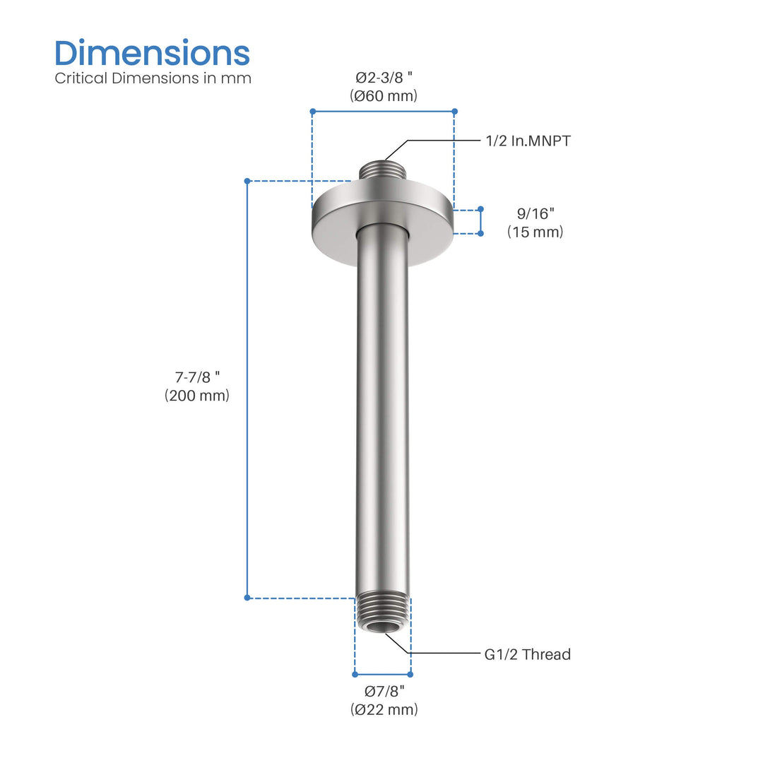 Halo 8" Ceiling-Mounted Shower Arm