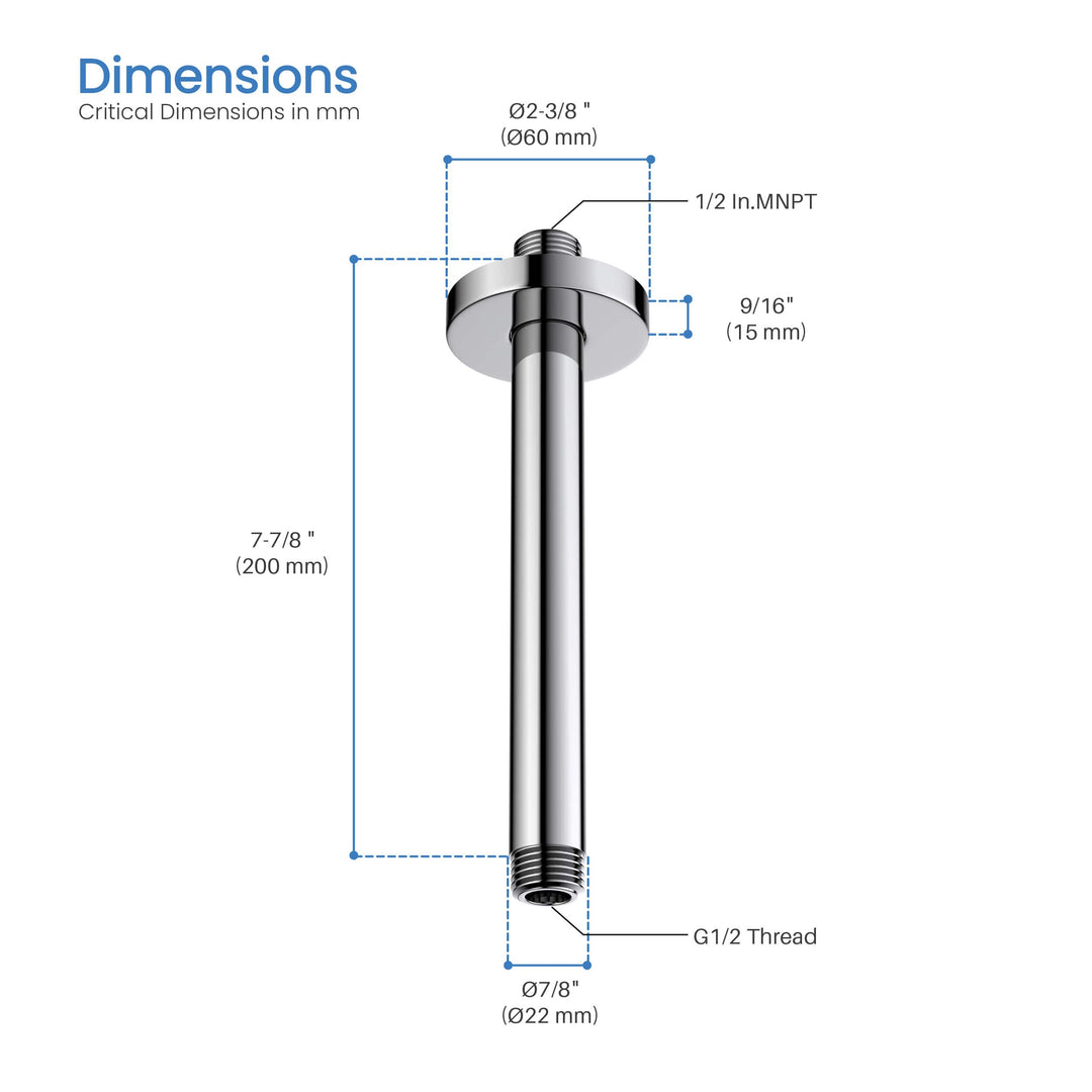 Halo 8" Ceiling-Mounted Shower Arm