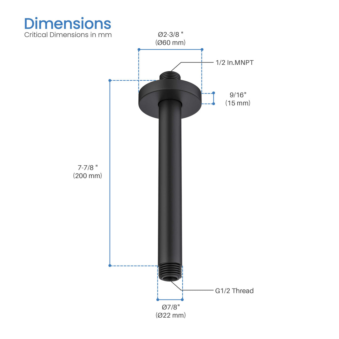 Halo 8" Ceiling-Mounted Shower Arm