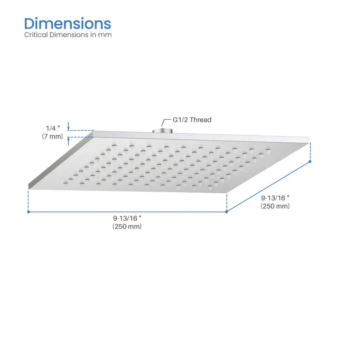 Quadra 10" Thin-Profile Metal Rain Shower Head, 1.75 GPM