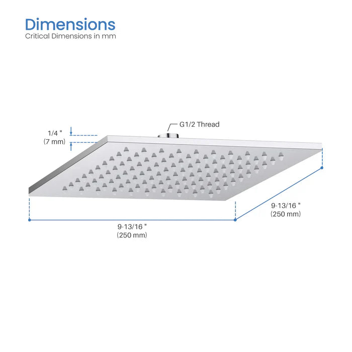 Quadra 10" Thin-Profile Metal Rain Shower Head, 1.75 GPM
