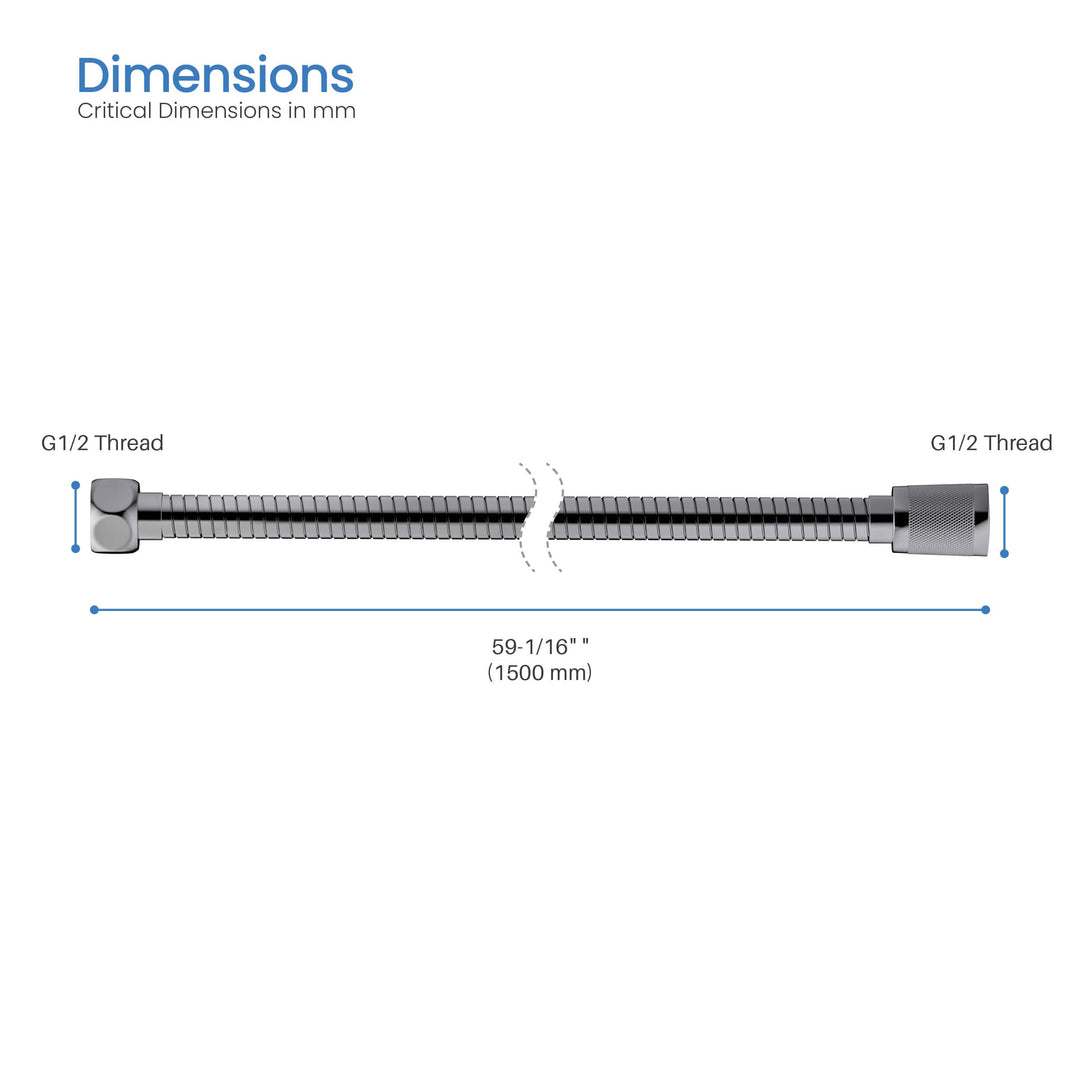 60" Stainless Steel Braided Shower Hose