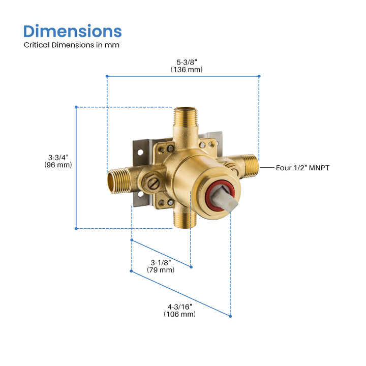Single-Function Pressure-Balance Shower Rough-In Valve with Cartridge