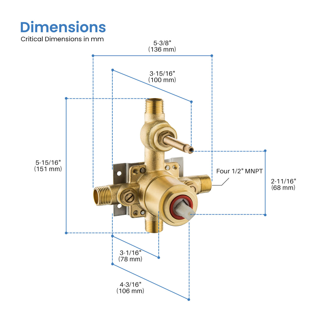 2-Function Pressure-Balance Shower Rough-In Valve with Cartridge