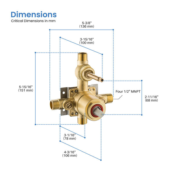 2-Function Pressure-Balance Shower Rough-In Valve with Cartridge