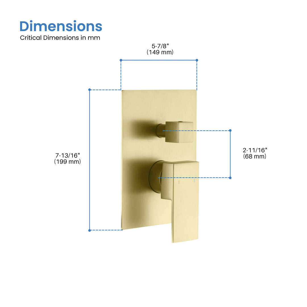 Quadro 3-Function Rough-In Valve Trim Plate